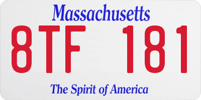 MA license plate 8TF181