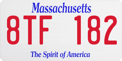 MA license plate 8TF182