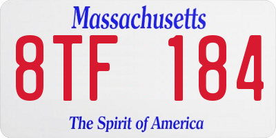 MA license plate 8TF184