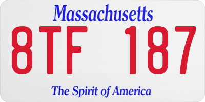 MA license plate 8TF187