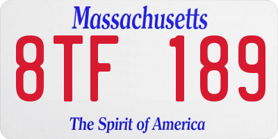 MA license plate 8TF189
