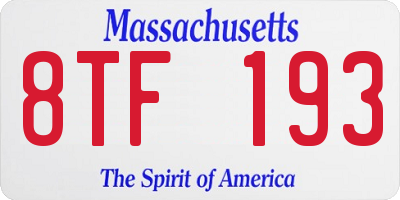 MA license plate 8TF193
