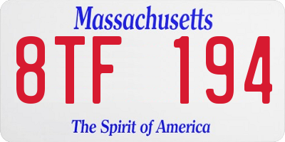 MA license plate 8TF194