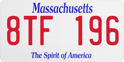 MA license plate 8TF196