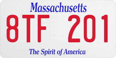 MA license plate 8TF201