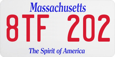 MA license plate 8TF202