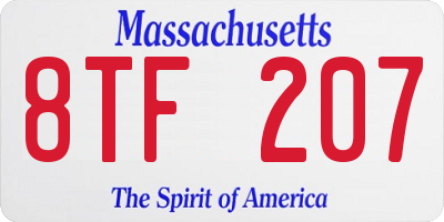 MA license plate 8TF207