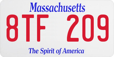 MA license plate 8TF209