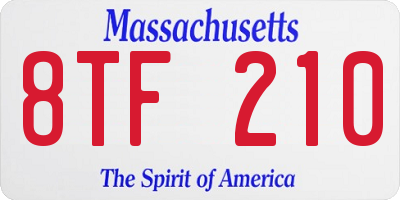 MA license plate 8TF210