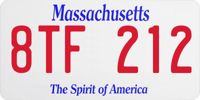MA license plate 8TF212