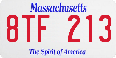 MA license plate 8TF213