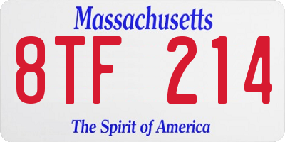 MA license plate 8TF214