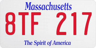 MA license plate 8TF217