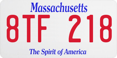 MA license plate 8TF218