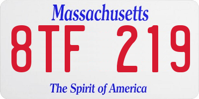 MA license plate 8TF219