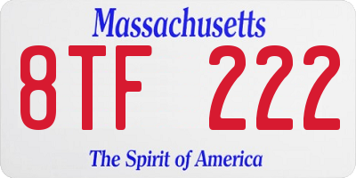 MA license plate 8TF222
