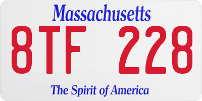 MA license plate 8TF228