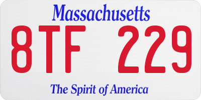 MA license plate 8TF229