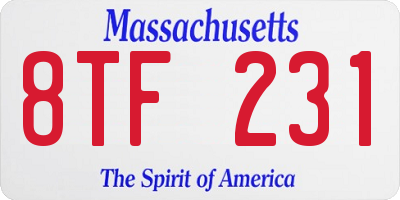 MA license plate 8TF231