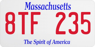 MA license plate 8TF235