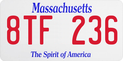 MA license plate 8TF236
