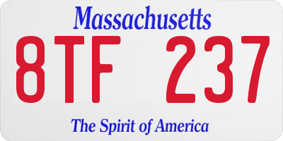 MA license plate 8TF237