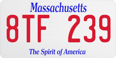 MA license plate 8TF239