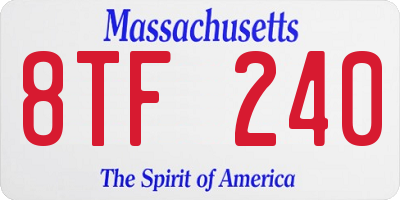 MA license plate 8TF240