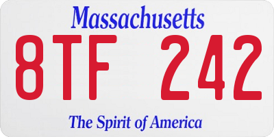 MA license plate 8TF242