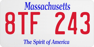 MA license plate 8TF243