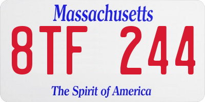 MA license plate 8TF244