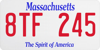 MA license plate 8TF245