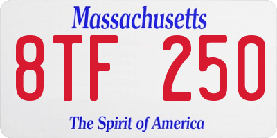MA license plate 8TF250