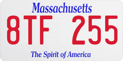MA license plate 8TF255