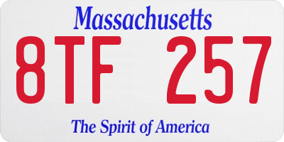 MA license plate 8TF257