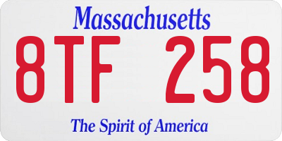 MA license plate 8TF258