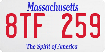 MA license plate 8TF259