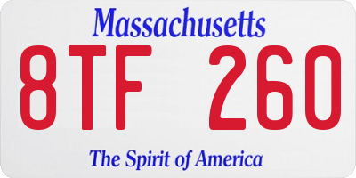 MA license plate 8TF260