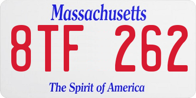 MA license plate 8TF262
