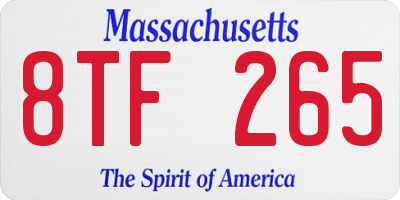 MA license plate 8TF265
