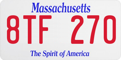 MA license plate 8TF270