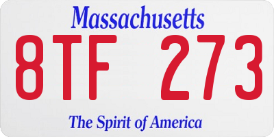 MA license plate 8TF273