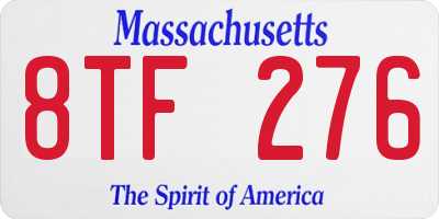 MA license plate 8TF276
