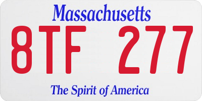 MA license plate 8TF277