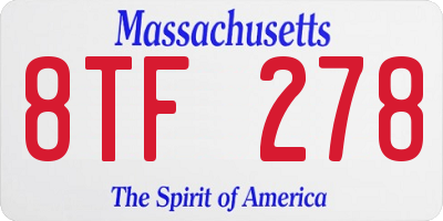 MA license plate 8TF278