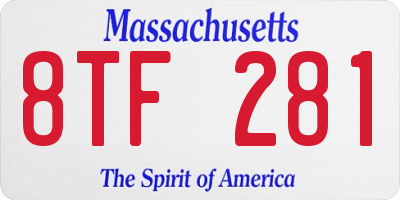 MA license plate 8TF281