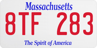 MA license plate 8TF283