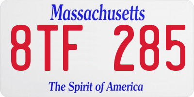 MA license plate 8TF285