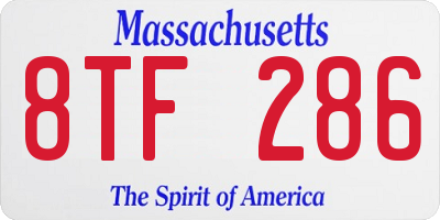 MA license plate 8TF286
