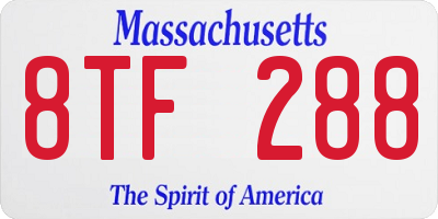 MA license plate 8TF288